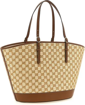 Gucci GG Monogram Canvas Tote Bag - Beige