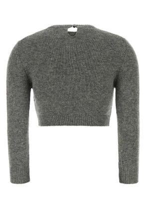 Jil Sander Womens Grey Wool Blend Sweater Shadow Exterior: Nylon Maglieria