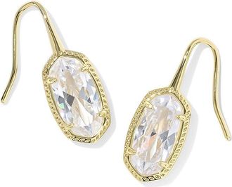 Kendra Scott Lee Cz Drop Womens Earrings Earring Gold White CZ, Brass/Cubic Zirconia/Rhodium-Plated