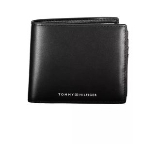 Tommy Hilfiger Wallets & Cardholders, male, Black, Size: ONE SIZE Black Leather Wallet with Coin Pocket