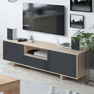 Dmora Mueble De Tv Dnard, Aparador De Televisi&oacute;n De Sal&oacute;n, Mueble Tv 3 Puertas, Aparador Bajo Para Sal&oacute;n, 150x41h46 Cm, Roble - Dmora