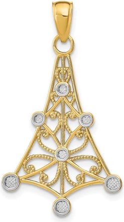 Diamond2Deal 14k Yellow Gold and White Rhodium Textured Chandelier Charm Pendant