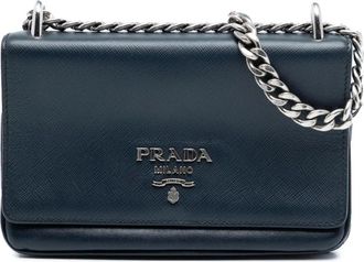 Prada Pre-owned Cross Body Bags, female, Blue, Size: ONE SIZE Pre-owned Chain Shoulder Bag