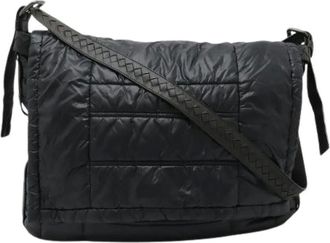 Bottega Veneta Pre-owned Cross Body Bags, female, Black, Size: ONE SIZE Pre-owned Spinnaker Nylon Leather Shoulder Bag