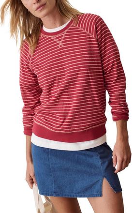 Marine Layer Raglan Sleeve Reversible Cotton Blend Top in Dusk Rose Stripe at Nordstrom, Size X-Small