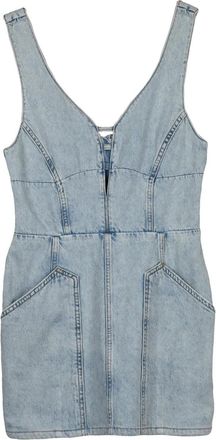 Iro Light Blue Denim Zip Pinafore Dress