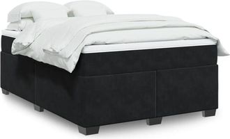 vidaXL Cama Box Spring Con Colch&oacute;n Terciopelo Negro 160x200 Cm Vidaxl