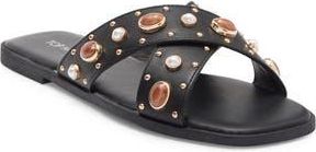 Top Moda Tammie Slide Sandal in Black Pu at Nordstrom Rack, Size 5.5