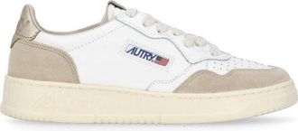 Autry White Smooth Leather Golden Accent Sneakers