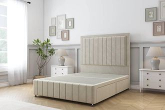 Sloomy Pemberton Plush Divan Base No Drawers-26 Headboard & 12 Footboard in Cream | Size: King