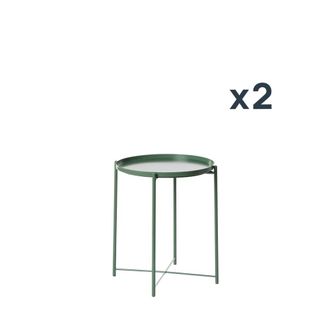 Klast Pack 2 mesitas de noche metal verde oscuro 42 x 52 cm