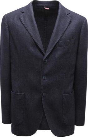 Santaniello Wollen Jas Elegante Stijl - Heren - Blazers - Blauw - L - Wol - Jassen
