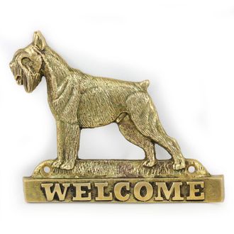 OEM Schnauzer, Schnauzer I - Un Cartel Para Puerta Con Un Perro, Una Placa De Bienvenida De Lat&oacute;n, Un Cartel &Uacute;nico Con La Inscripci&oacute;n Welcome De Art-dog