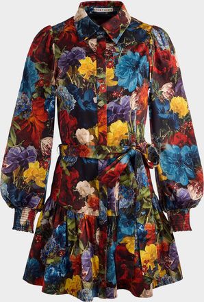 Alice & Olivia Flourish Lily Drop-Waist Mini Dress