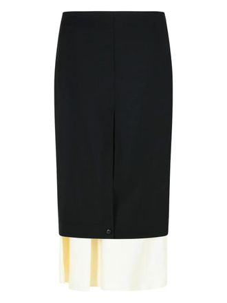 R&oacute;he Midi-rok met gelaagde afwerking - Zwart