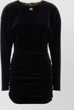 Dolce & Gabbana velvet mini dress long sleeves ruched