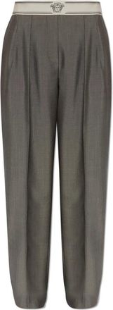 Versace Wol-Mohair Broek - Dames - Broeken - Grijs - M - Wol - Broeken