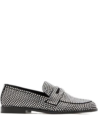 Amina Muaddi Tilda crystal-embellished loafers - women - Goat Skin/Lambskin/Goat Skin/Calf Leather/Rubber/Crystal - 38 - Black