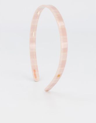 Alexandre de Paris Plaid Acetate Headband in Pink at Nordstrom