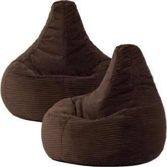 Icon Brand Set de 2 pufs reclinable en respaldo alto y pana marrón chocolate