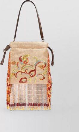 Etro small tote bag beaded fringe floral