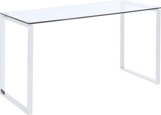 Vente-Unique Escritorio FREYA - Cristal templado y metal cromado