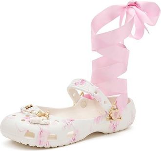 Crocs Classic LoveShackFancy Ballet Flats Womens Dress Flat Shoes Oyster : 9 Medium, Synthetic