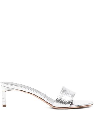 Tom Ford metallic-finish leather sandals - women - Calf Leather/Calf Leather/Calf Leather - 36 - Silver