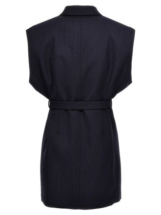 Prada Womens Blue Virgin Wool Sleeveless Jacket Clothing