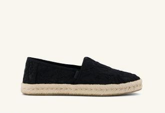 Toms Womens TOMS Alpargata Rope 2.0 in Black floral crochet - Size: 4