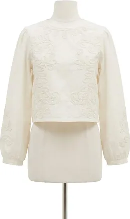 Z Supply Womens Tatiana Embroidered Top In White