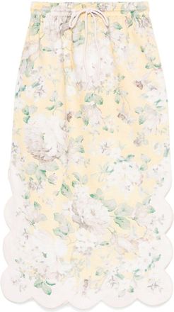 Zimmermann Acacia Scallop Midi Skirt - Womens - Linen/Flax/Polyester