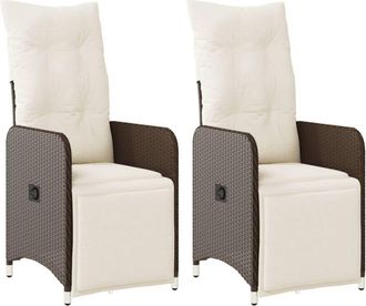 vidaXL Sillones Reclinables Jard&iacute;n Con Cojines Marrones 2 Uds Rat&aacute;n Pe Vidaxl