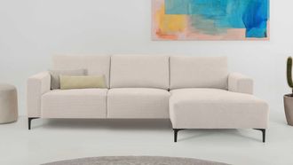 HOME AFFAIRE Ecksofa »Tournon, L-Form, Breite 262 cm, Webstoff, Chenille« Designsofa im nordischen Stil, Wellenunterfederung, Metallfüsse