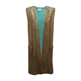 Dixie Jassen, Dames, Groen, M, Pailletten, Gilet Laa 2Mdz Mouwloze Jas
