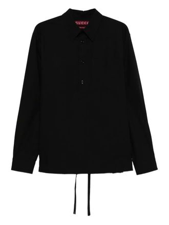 Gucci button-fastening drawstring shirt - men - Cotton/Silicone - 50 - Black