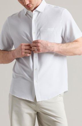 Rhone Commuter Seersucker Short Sleeve Button-Up Shirt in White at Nordstrom, Size Xx-Large