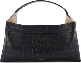Ree Projects Elieze Baguette Croc Embossed Leather Top Handle Bag in Red/Brown at Nordstrom