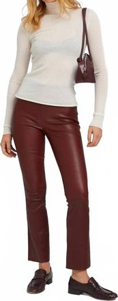 SPRWMN High-Waisted Leather Ankle Leggings In Pinot