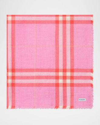 Burberry Reversible Check Wool Silk Scarf