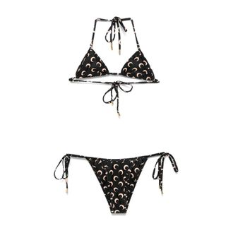 Marine Serre Badmode, Dames, Zwart, S, Moon Signature Bikini Badpak