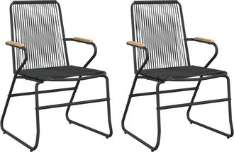 vidaXL Sillas De Jard&iacute;n 2 Unidades Rat&aacute;n Pvc Negro 58x59x85,5 Cm Vidaxl