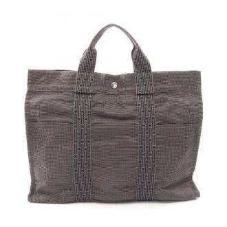 Herm&egrave;s Gray Nylon Canvas Handbag Tote Bag (Pre-Owned)
