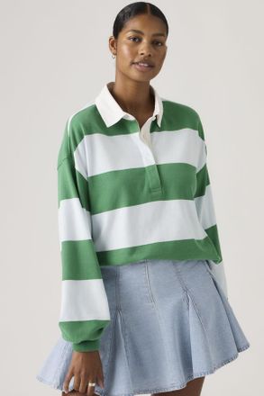 Levi's Camiseta de manga larga Rugby Reenie - Mujer - XS - Verde / Katie Stripe Country Air