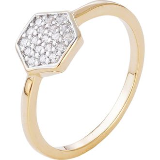 Adornia 14K Gold Plated Pav&eacute; Cubic Zirconia Mini Hexagon Ring at Nordstrom Rack, Size 7