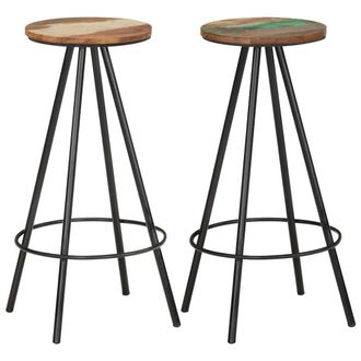 vidaXL Taburetes De Cocina 2 Unidades Madera Maciza Reciclada Vidaxl