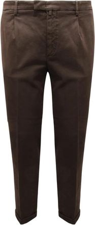 BRIGLIA 1949 Eenvoudige broek met plooien en omslagen - Heren - Chinos - Bruin - 2XL - Broeken