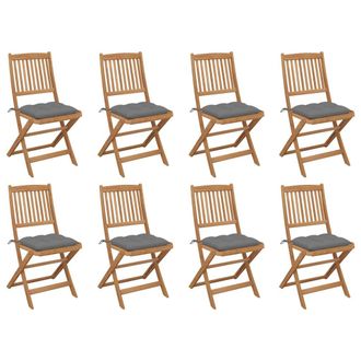 vidaXL Vidaxl - Sillas De Jard&iacute;n Plegables 8 Uds Y Cojines Madera Maciza Acacia