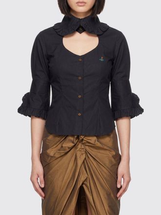 Vivienne Westwood Camicia Toulouse Frill in cotone con cut-out e logo Orb ricamato