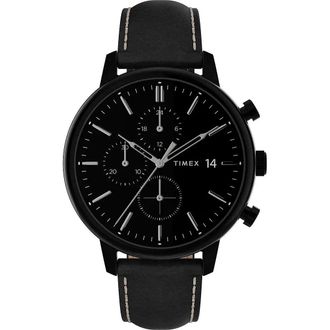Timex Chicago Chrono Mens Black Watch TW2U39200 Leather (archived) - One Size